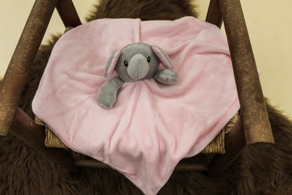 Embroidered Baby Pink Elephant Baby Comforter