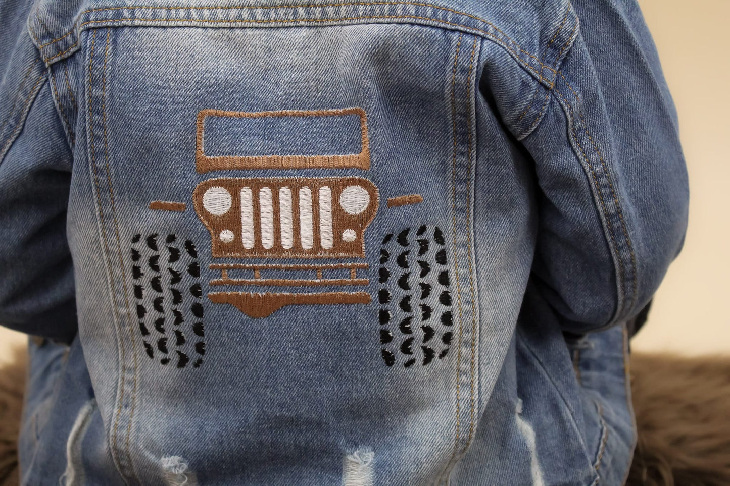 Personalised Embroidered Jeep Style Monster Truck Denim Jacket