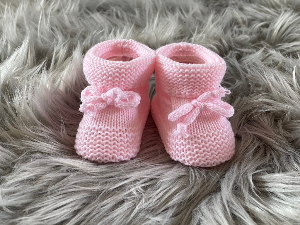 Baby Pink Knitted Tie Up Newborn Baby Booties