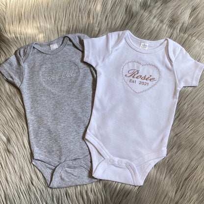 Embroidered White Baby Bodysuit