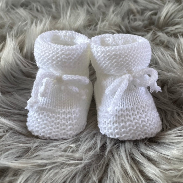 White knitted baby booties