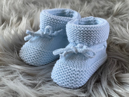 Baby Blue Knitted Tie Up Newborn Baby Booties