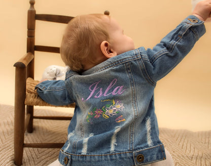 Personalised Floral Name Denim Jacket