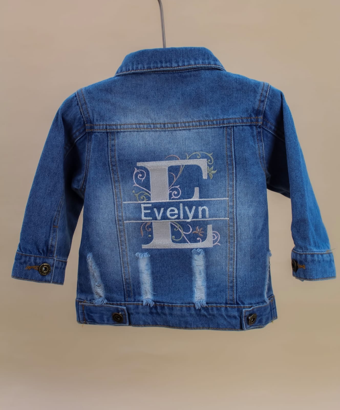 Large initial personalised embroidered denim jacket