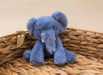 Blue personalised elephant soft baby toy