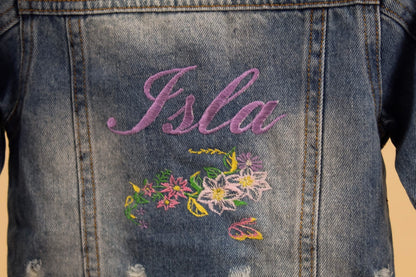 Personalised Floral Name Denim Jacket