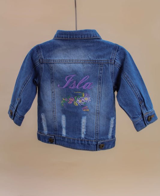 Personalised Floral Name Denim Jacket