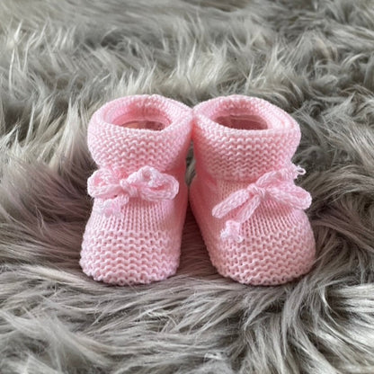 baby pink knitted baby booties