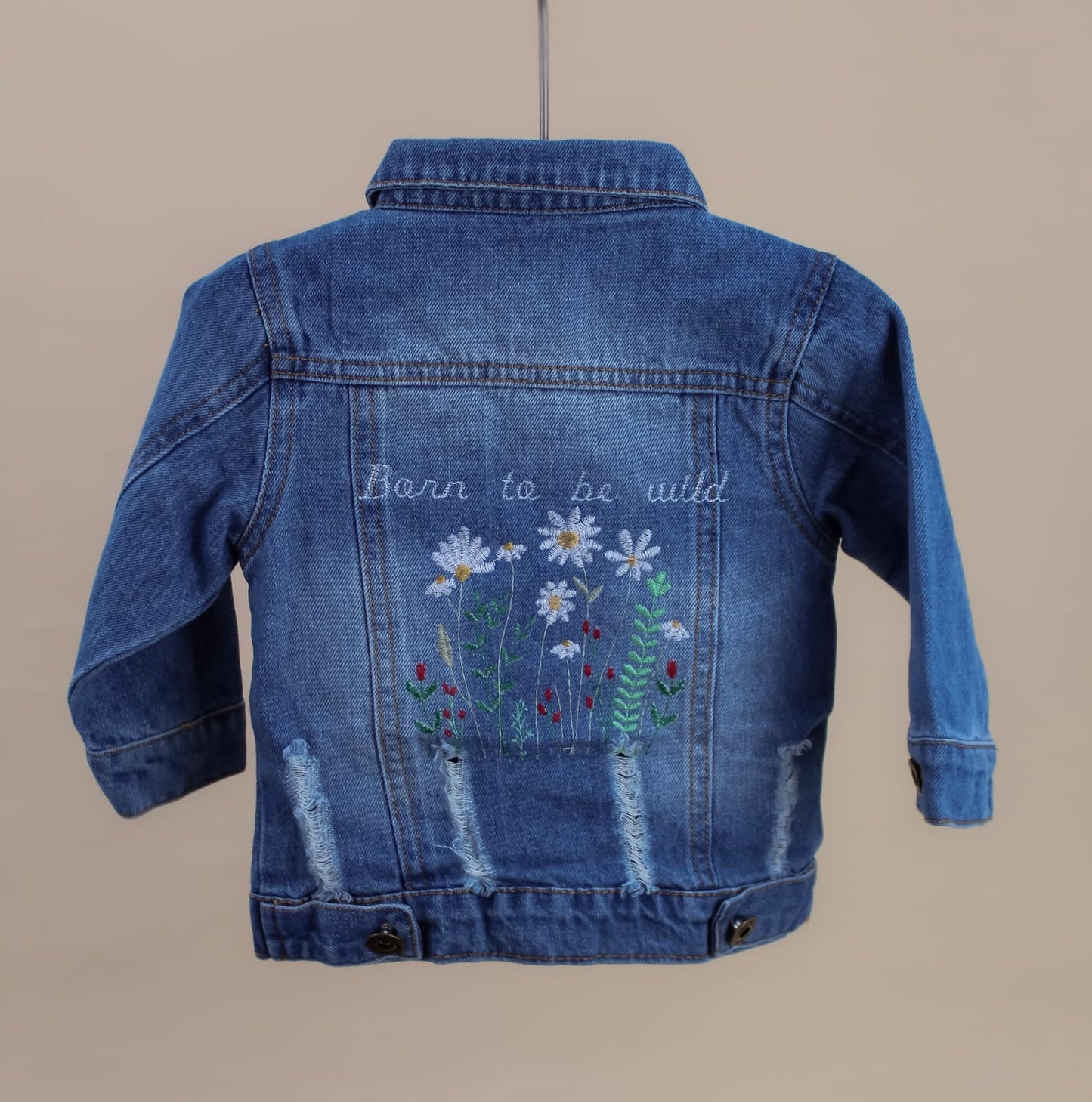 Wild flower embroidered denim jacket