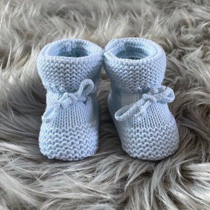 baby blue knitted baby booties