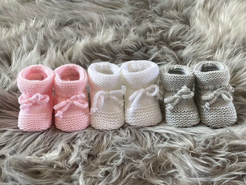 Baby Pink Knitted Tie Up Newborn Baby Booties