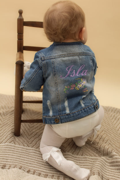 Personalised Floral Name Denim Jacket