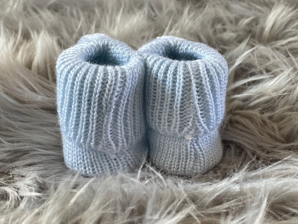 Baby Blue Knitted Pom Pom Newborn Baby Booties