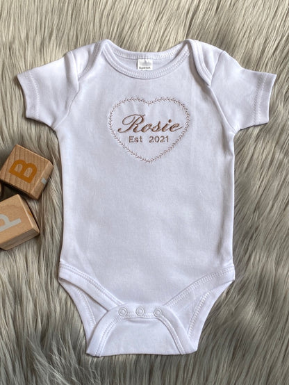 Embroidered White Baby Bodysuit