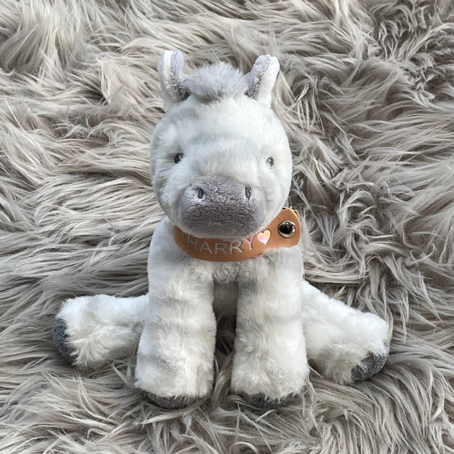 grey and white personalised soft toy