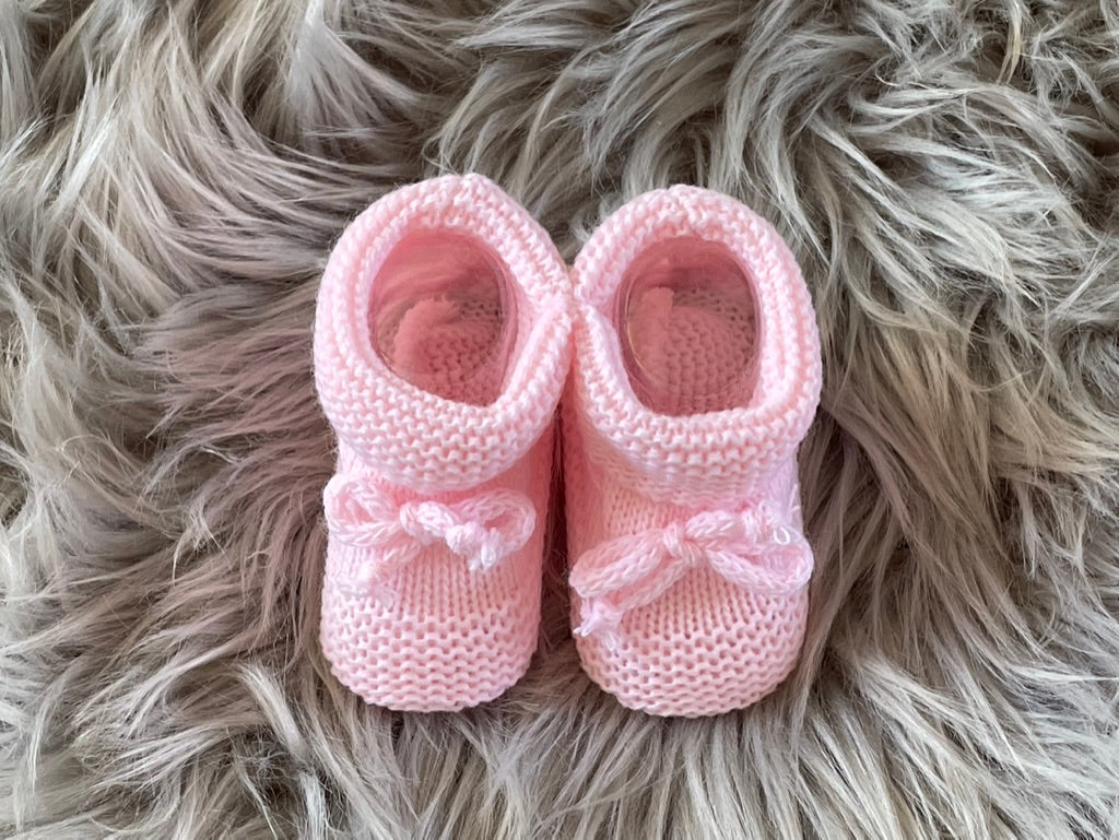 Baby Pink Knitted Tie Up Newborn Baby Booties