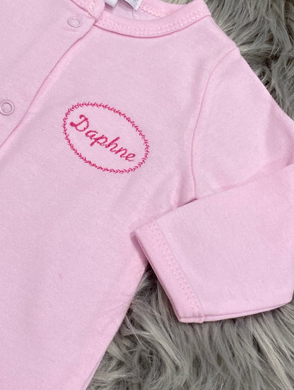 Pink Embroidered Newborn Five Piece Gift Set