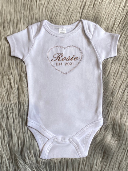 Embroidered White Baby Bodysuit