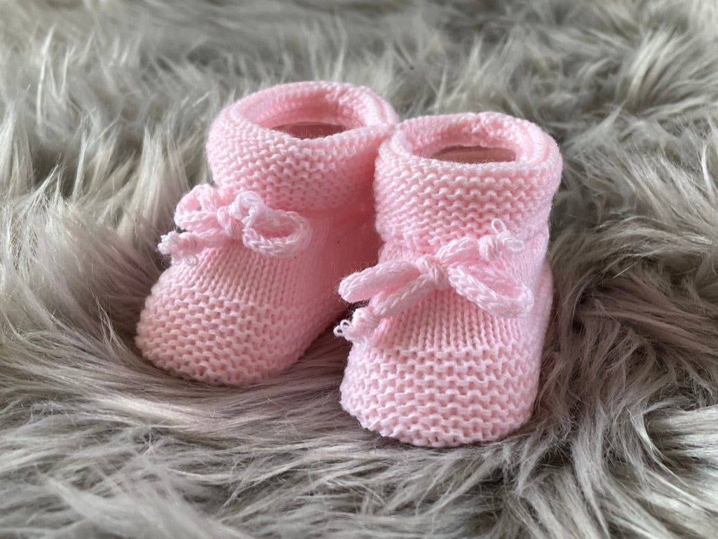 Baby Pink Knitted Tie Up Newborn Baby Booties