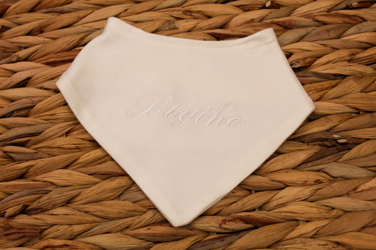 Cream Embroidered Bandana Style Baby Bib