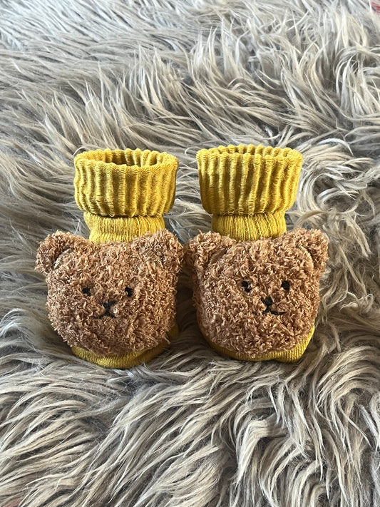 mustard yellow teddy bear baby socks