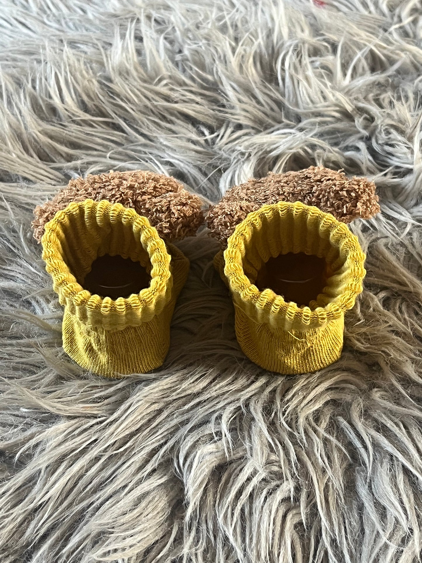 mustard yellow teddy bear baby socks