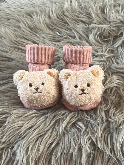 Dusty Pink teddy bear baby socks