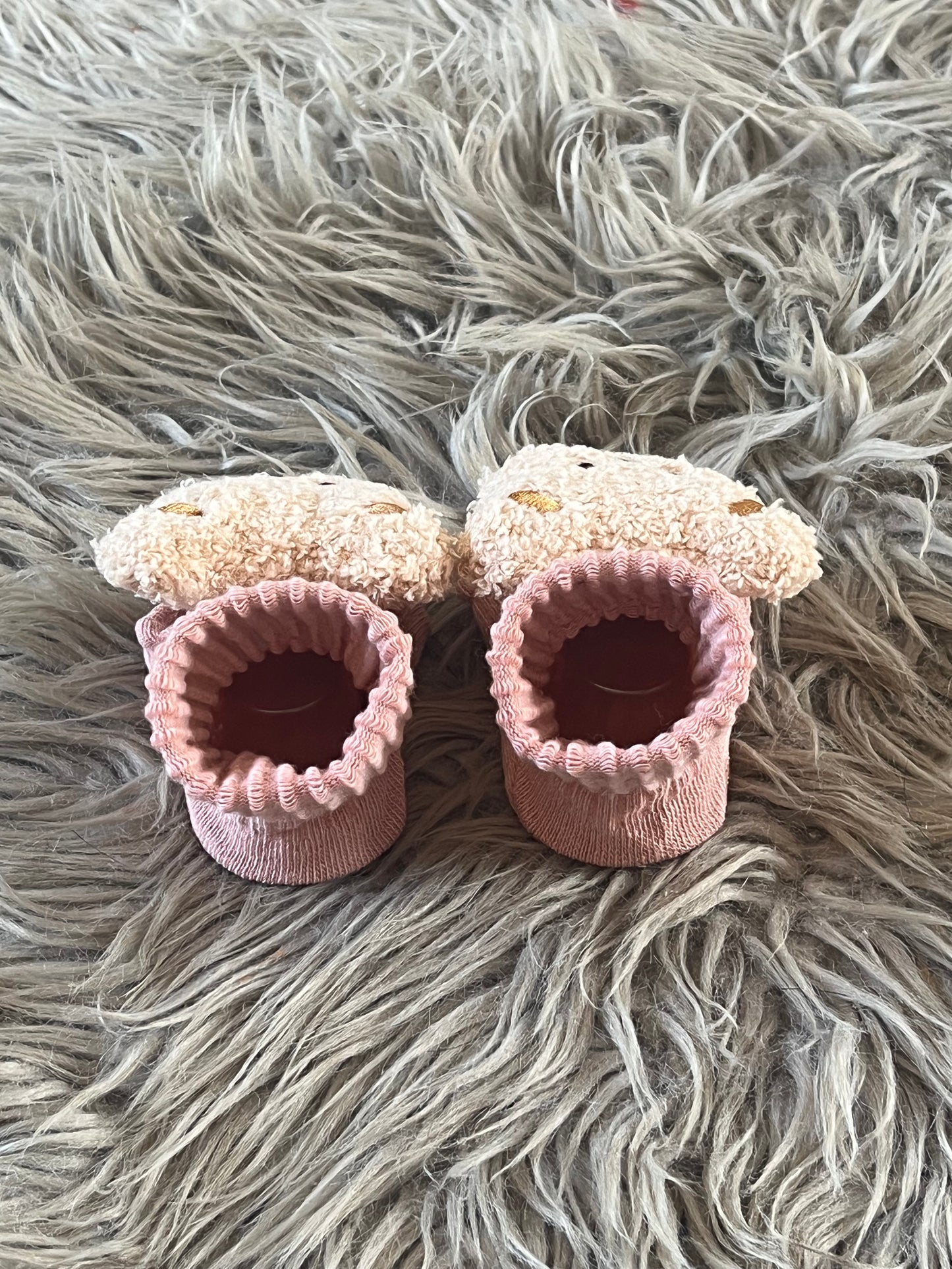 Dusty Pink teddy bear baby socks