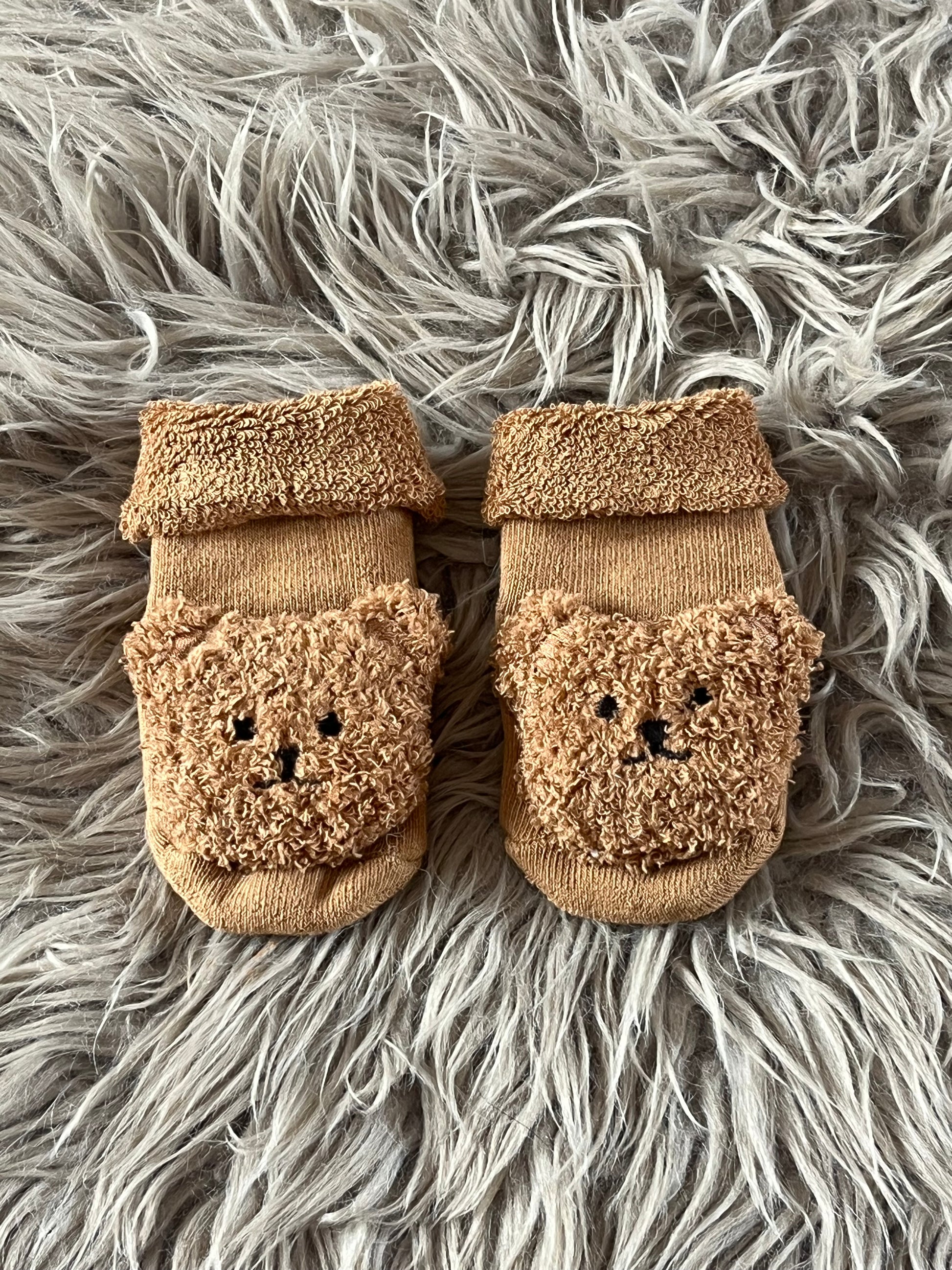 camel brown teddy bear baby socks