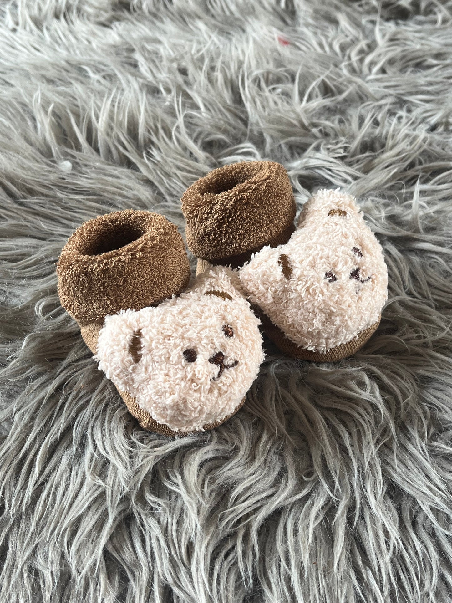 camel brown teddy bear baby socks