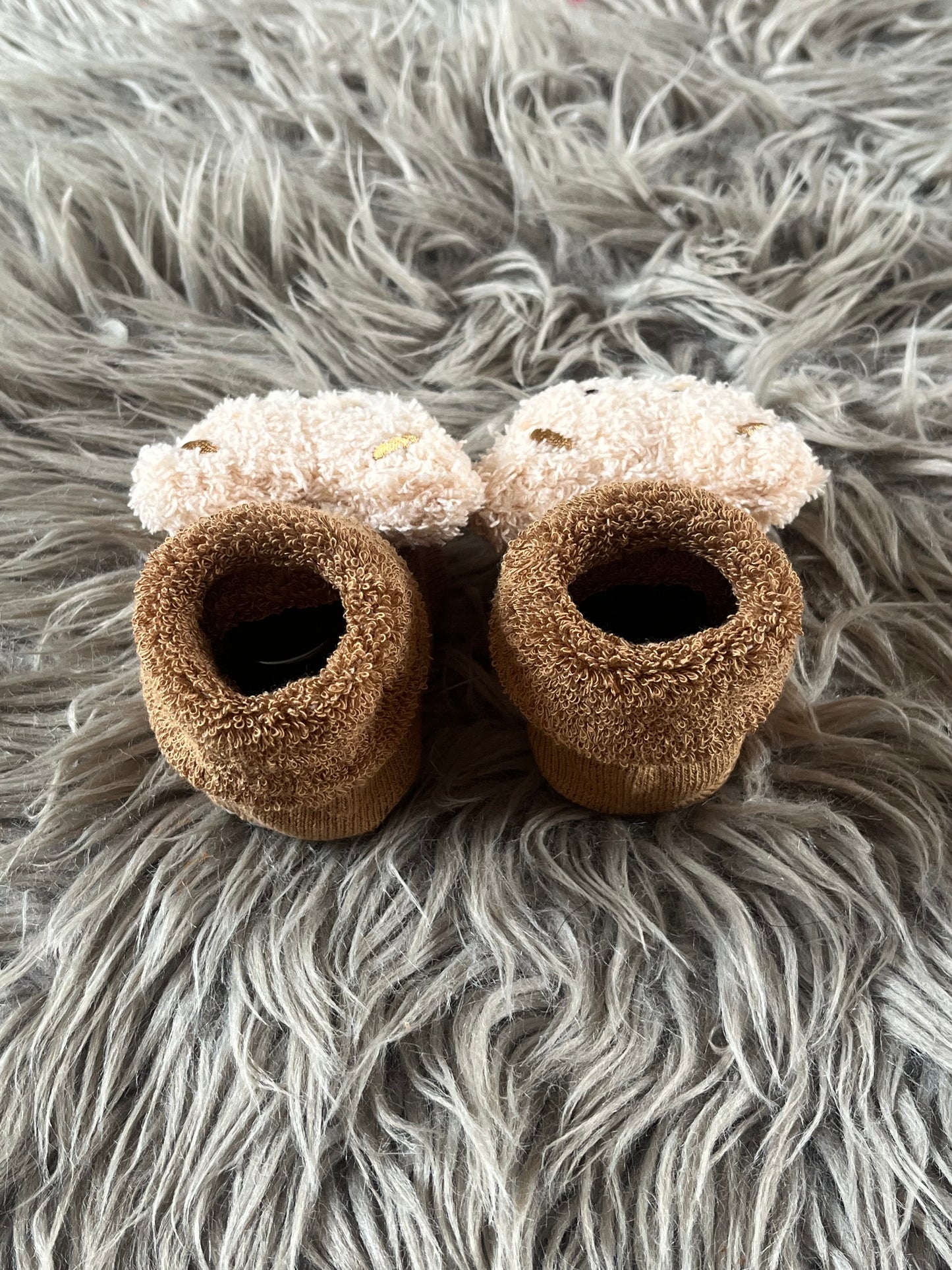 camel brown teddy bear baby socks