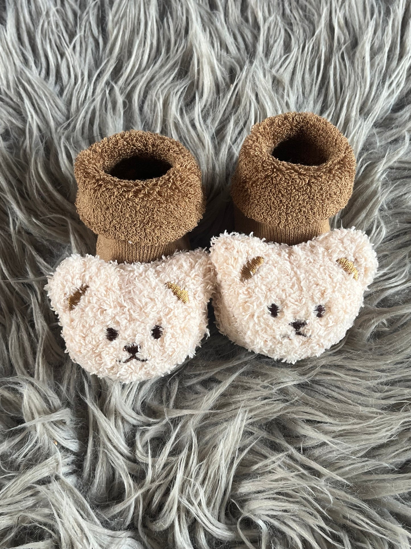 camel brown teddy bear baby socks