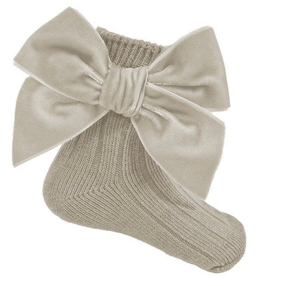 Biscuit Ankle Socks with Velvet Bow