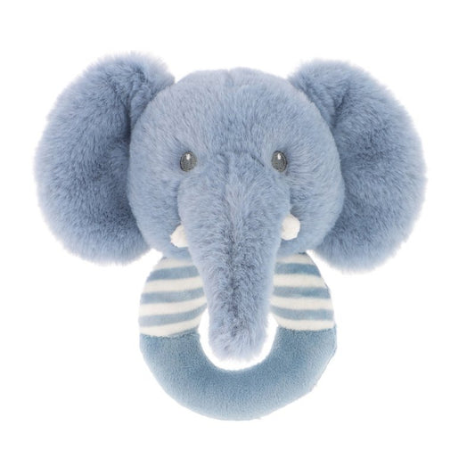 Soft Blue Elephant Wooden Ring Rattle