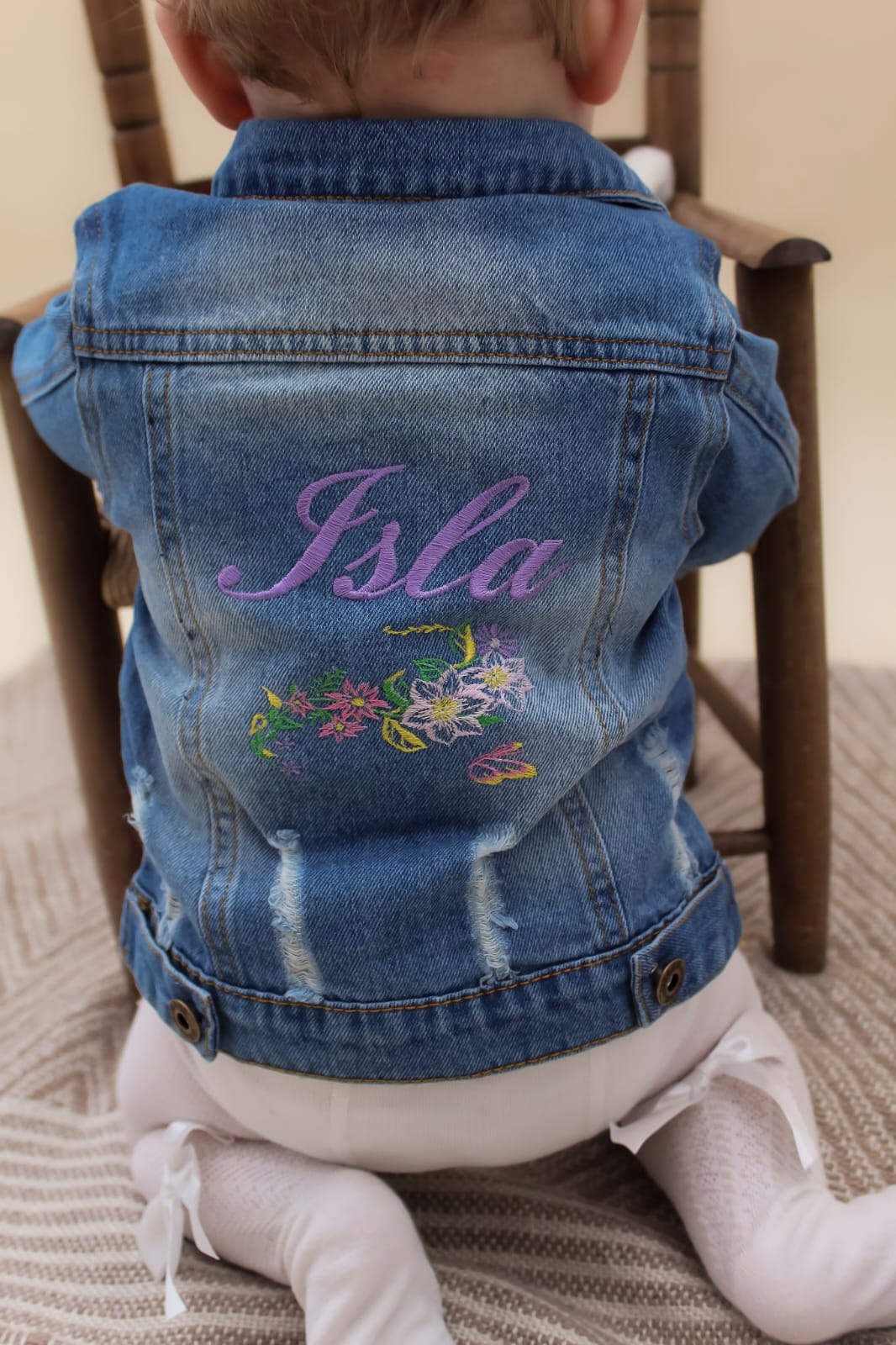 Personalised Floral Name Denim Jacket