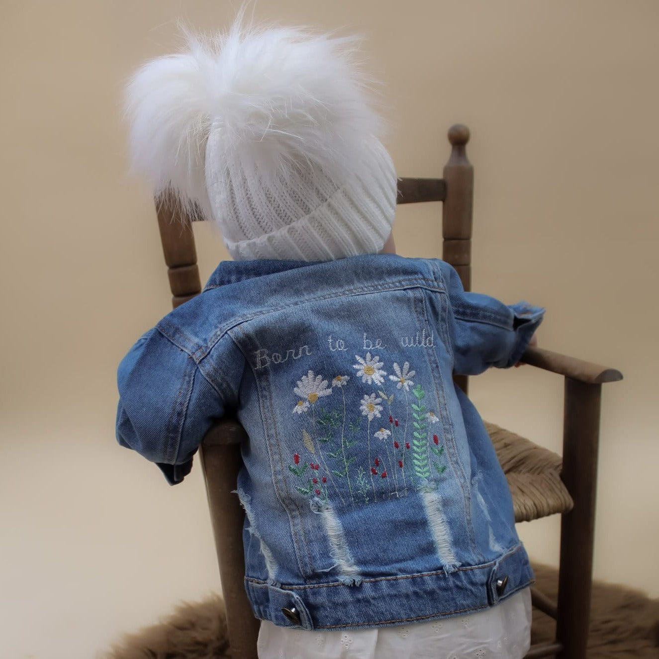 Born to be wild floral baby denim jacket