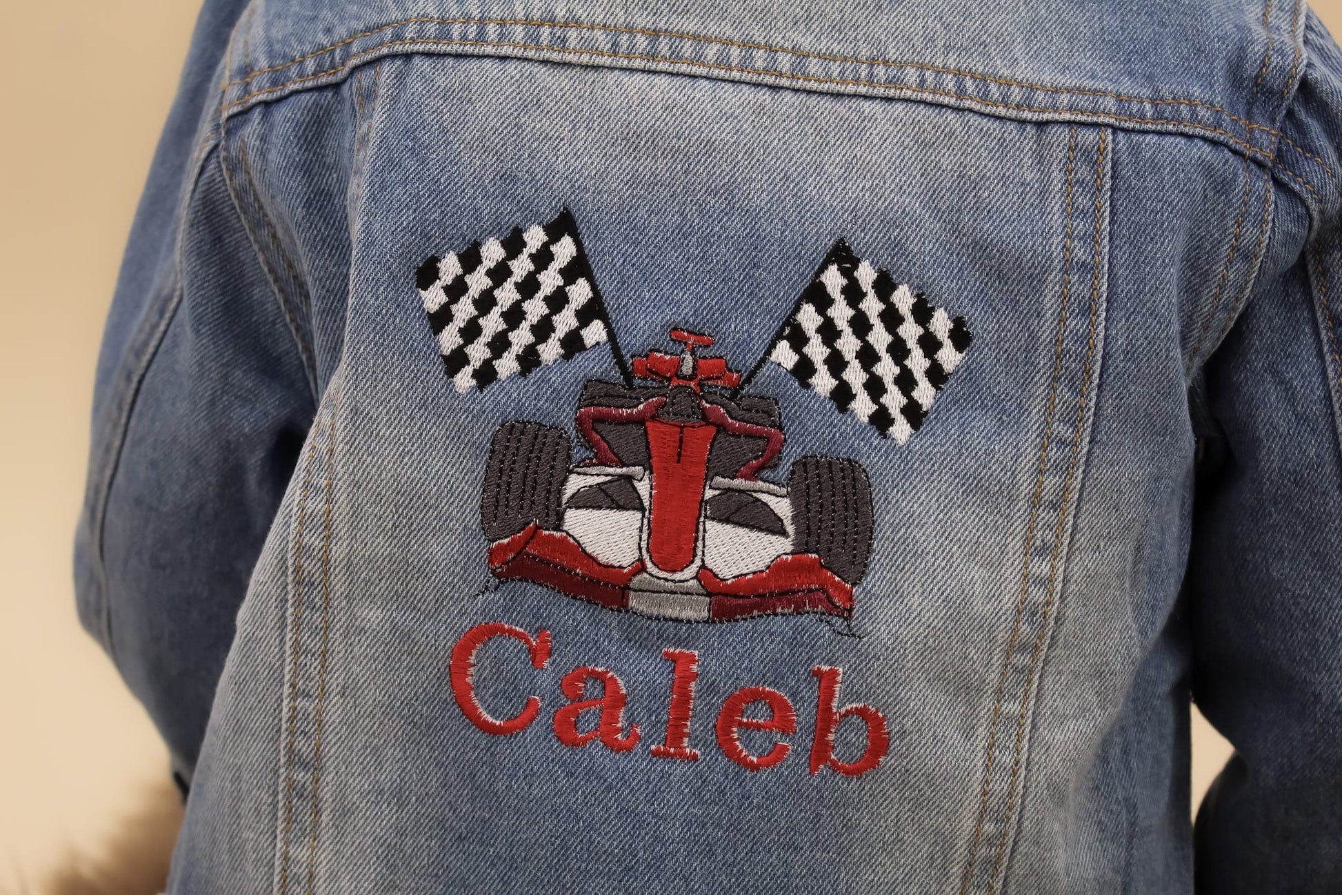 formula 1 boys racing car denim jacket