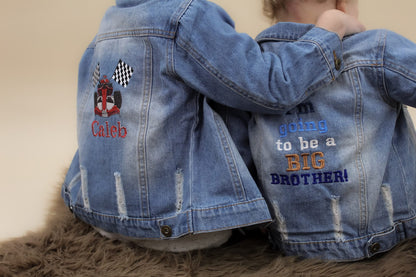 Personalised Big Brother To Be Embroidered Denim Jacket