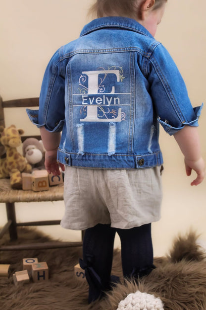 Embroidered name denim jacket toddler