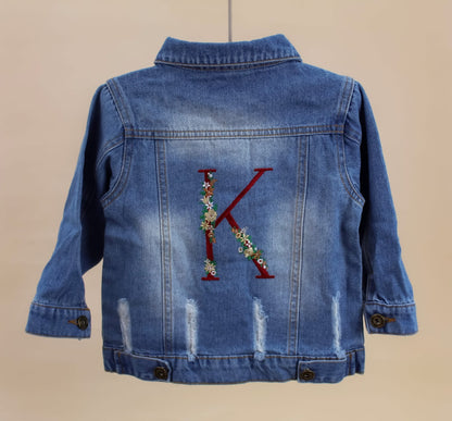 Embroidered Initial Baby Toddler Child Denim Jacket